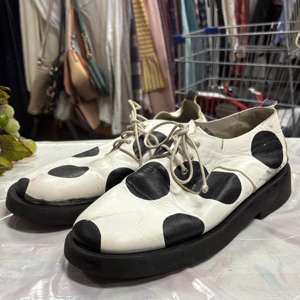 Marsell Black and White Polka Dot Oxfords